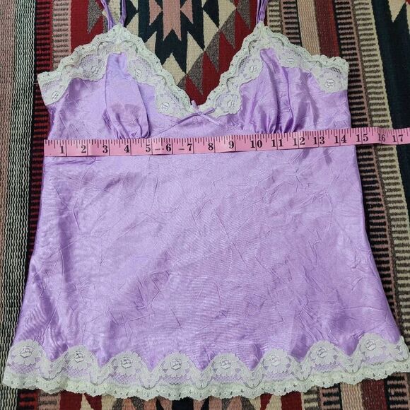 Vtg Y2K No Boundaries Satin Camisole Tank Top Sz S Lilac Lace Boho Fairy Grunge - Picture 6 of 7